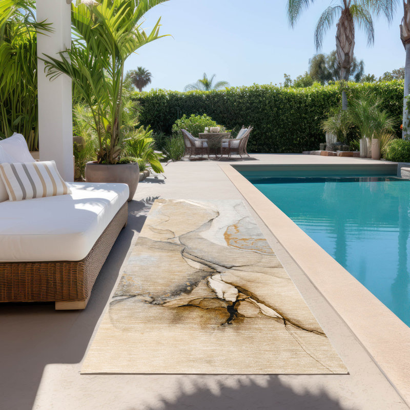 Alfonzo Flatweave Washable Abstract Indoor / Outdoor Rug, Runner 2'3" x 7'6"