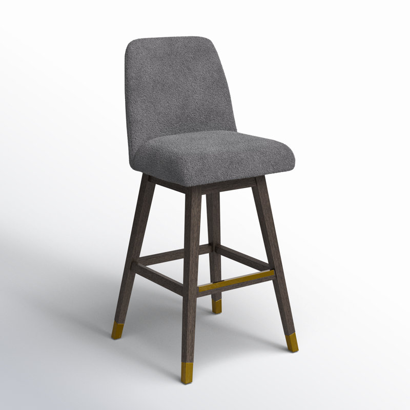 Tabouret pivotant Cesley Deryn, Tabouret de bar (siège d’une hauteur de 30 po), Chêne gris, Sherpa gris performance