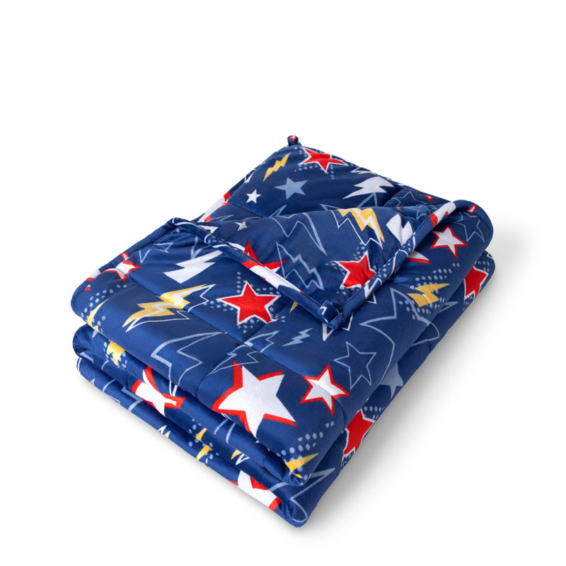 Couverture pondérée Minky, l 40 po x L 60 po, 7 lb, Bleu super-héros