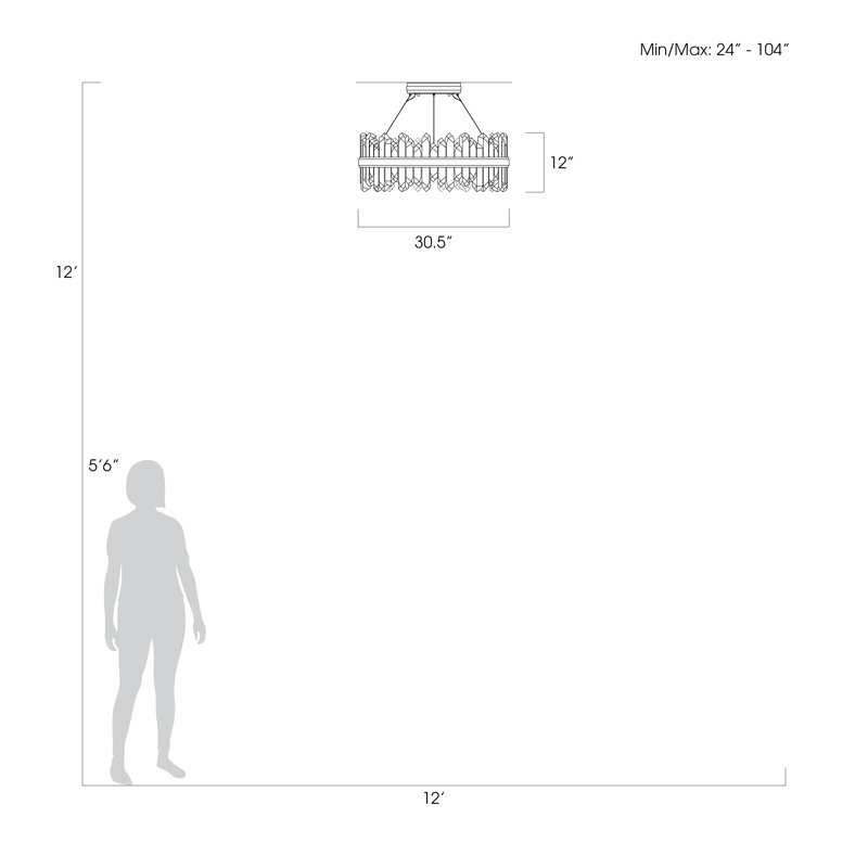 Lustre rond 30,5 po Lior, Argent, 3000