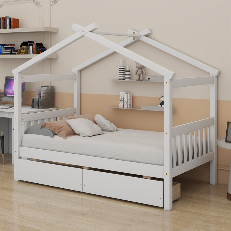 Lit en bois avec tiroirs
