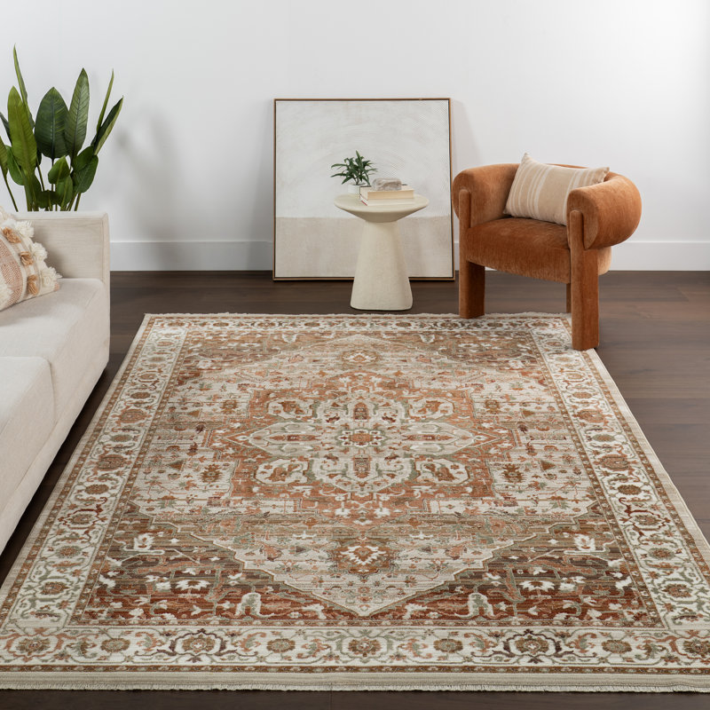 Tapis à franges Oliveira, Rectangle 5 pi x 7 pi 10 po