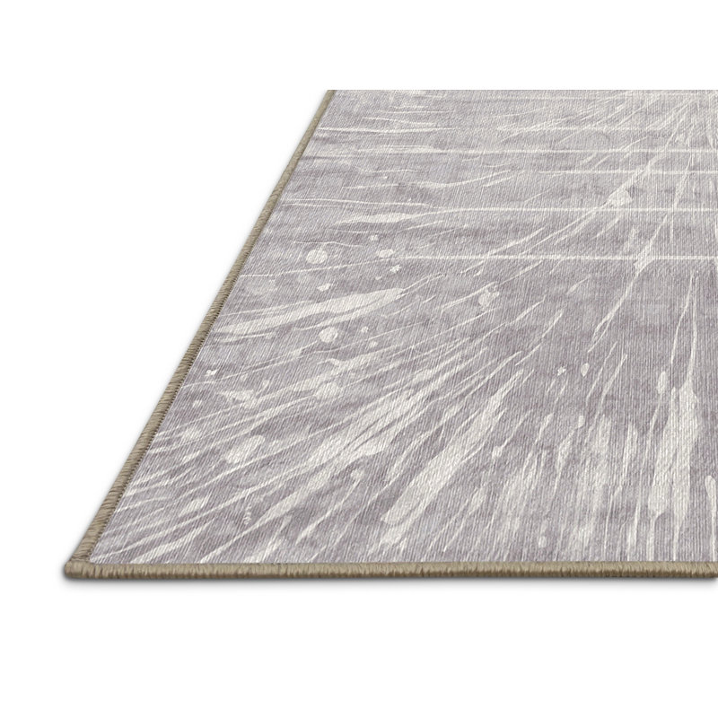 Machine Washable Beige Area Rug, Rectangle 4' x 6'