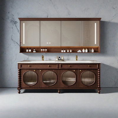 French retro-style luxury stone bathroom cabinet