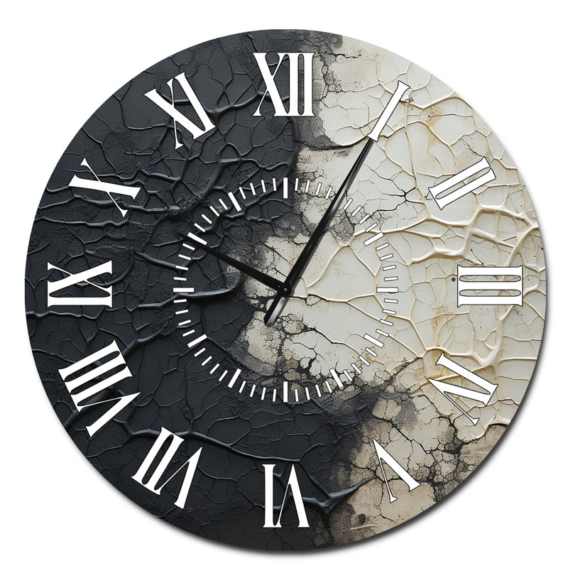 Horloge murale abstraite blanche et noire, Surdimensionné
