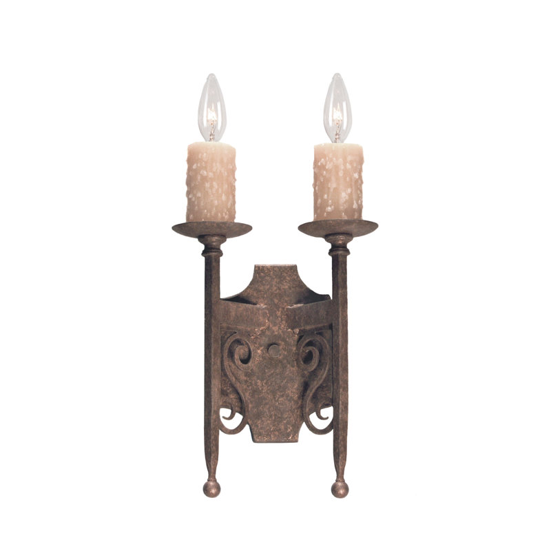 Applique murale à 2 lumières Toscano, Étain, Albâtre toscan