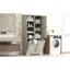 Bathroom Storage Cabinet With Doors And Drawers, Tilt-Out Laundry Hamper, Multiple Storage Space, Freestanding Style, Open Shelve, Adjustable Shelf, Oak