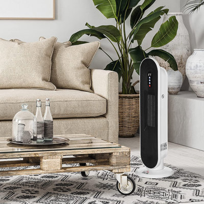 HOMCOM 1200W 6824 BTU Electric Tower Space Heater with Adjustable Thermostat and with Digital Display