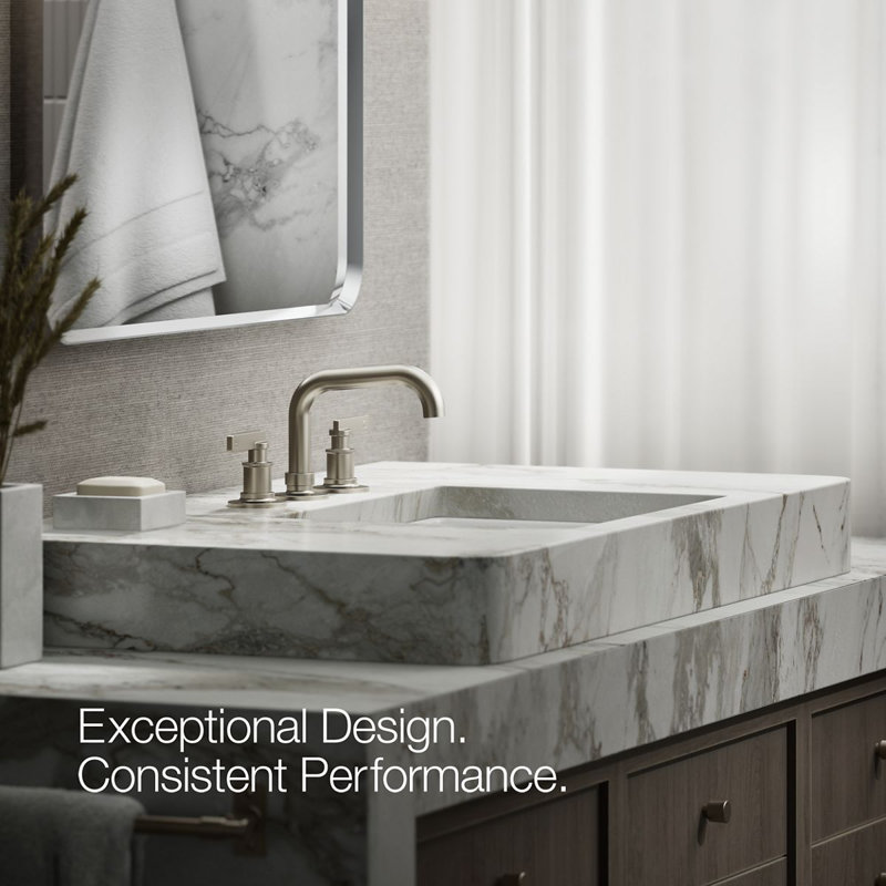 Castia by Studio McGee Widespread Bathroom Sink Faucet 1.2 GPM, Vibrant Brushed Moderne Brass, 1.0 GPM