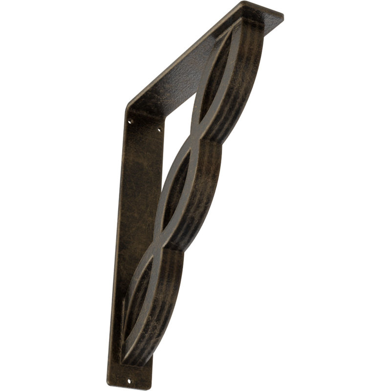 Wrought Iron Bracket, 12" H x 2" W x 10" D, Antiqued Pale Gold