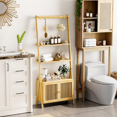 Foldable 3-Tier Bamboo Plant Shelf Ladder with Folding Design