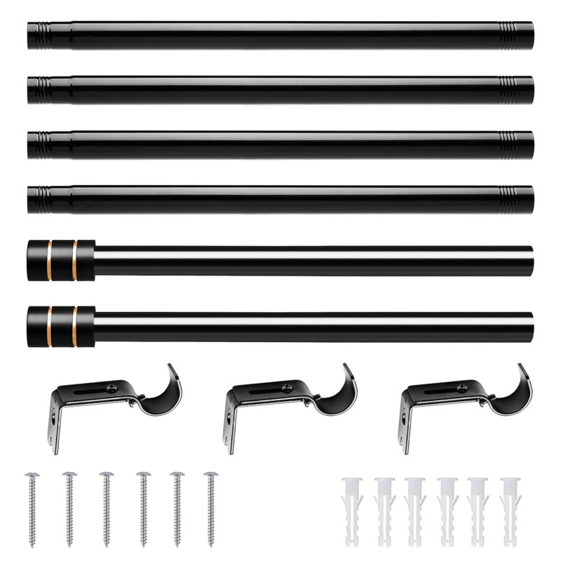 Matte Black Curtain Track/Rail, 222cm H x 3cm W x 3cm D