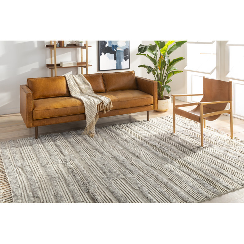 Timi Wool Area Rug in Beige, Rectangle 6' x 9'