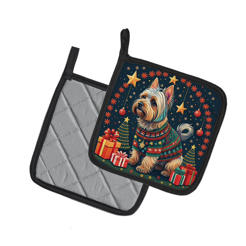 Paire de poignées Silky Terrier Christmas