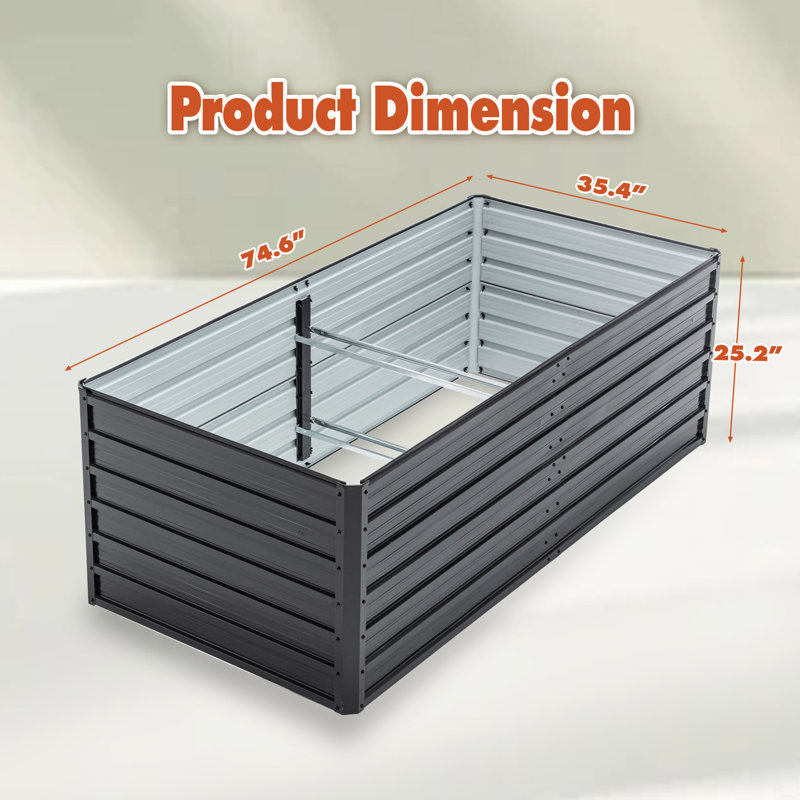 Jardinières en métal pour l'extérieur, H 25,2 po x l 74,6 po x P 35,4 po