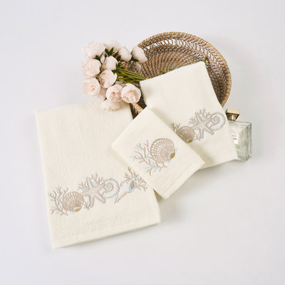 Ensemble de 3 serviettes de bain à la main brodées et tissées à la main Home Premium Luxury Decor
