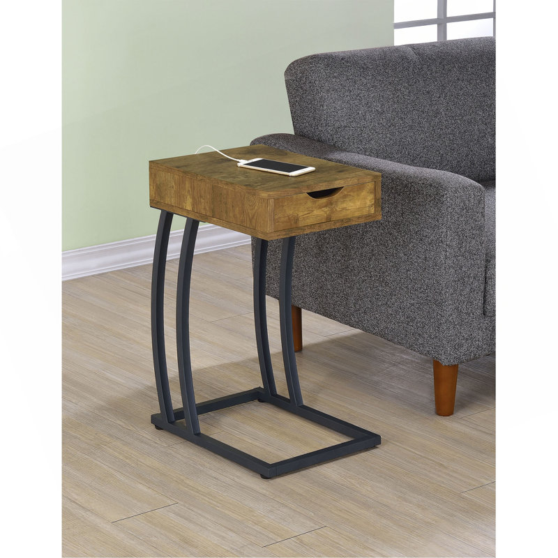 Table d'appoint antique muscade et bronze industriel