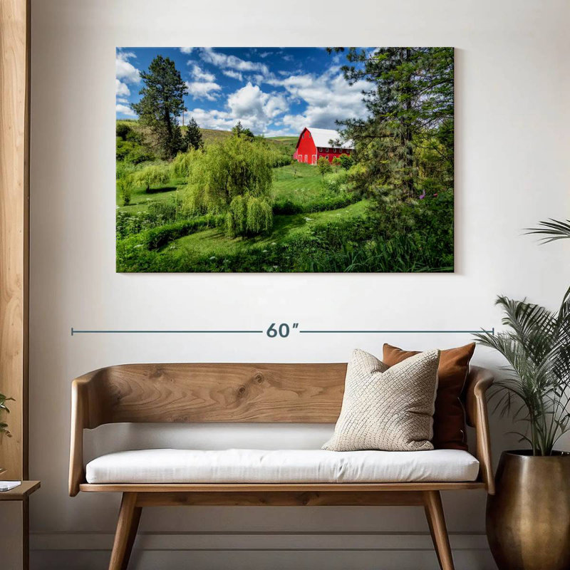 Alvord, belle grange rouge et jardins à Palouse, H 32 po x l 48 po