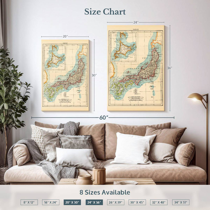 Aliaz Map Of Japan, 36" H x 24" W