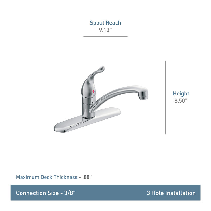 Chateau 8.5" x 10.25" One Handle Low Arc Kitchen Faucet, Glacier