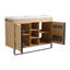 Meuble-lavabo autoportant 48 po en chêne avec lavabo double en résine, portes à fermeture en douceur, tablettes de rangement ouvertes et quincaillerie en aluminium