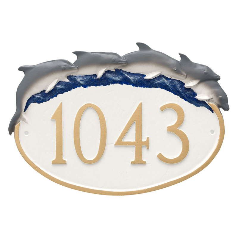 Plaque d’adresse murale sur 1 ligne, Marine / Argent, Oui