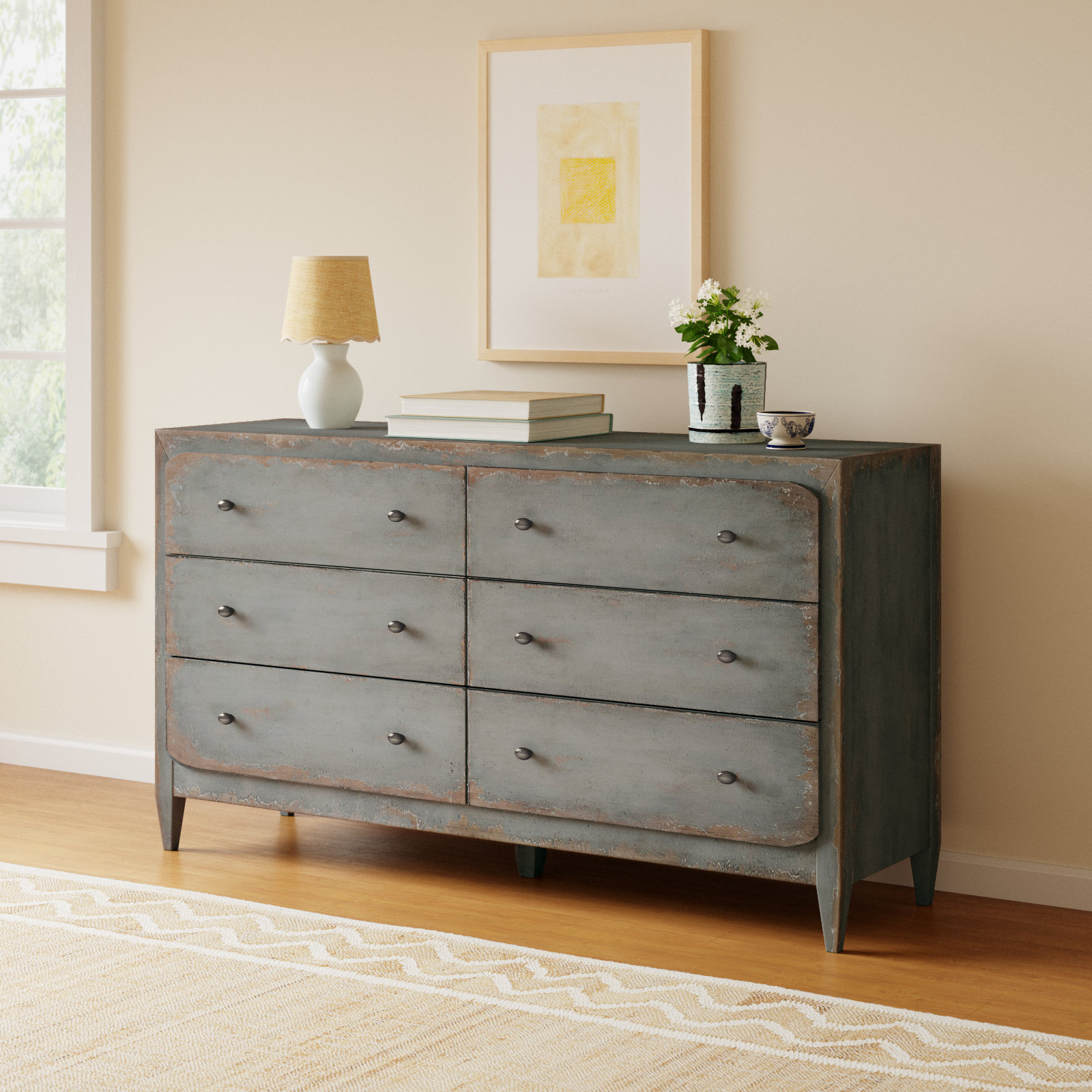 Chamberlain 6 - Drawer Dresser, Speckled Gray