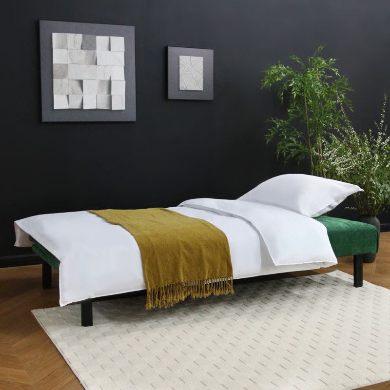 3 Seater Linen Sofa Bed, Green