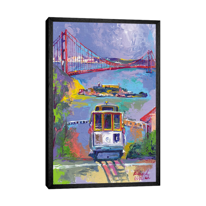 San Francisco by Richard Wallich - Painting on Canvas, 152.5 cm H x 101.5 cm W, Black Framed