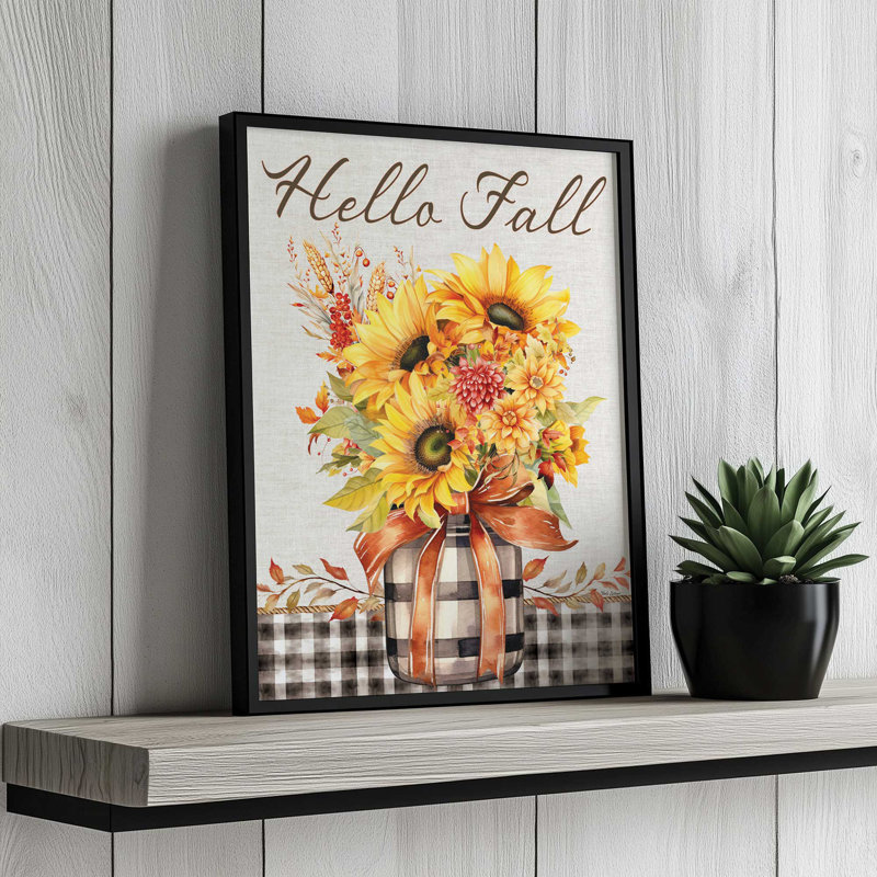 «Hello Fall Bouquet» par Nicole DeCamp, reproduction d'art, L 18 po x H 24 po, Noir, Impression encadrée