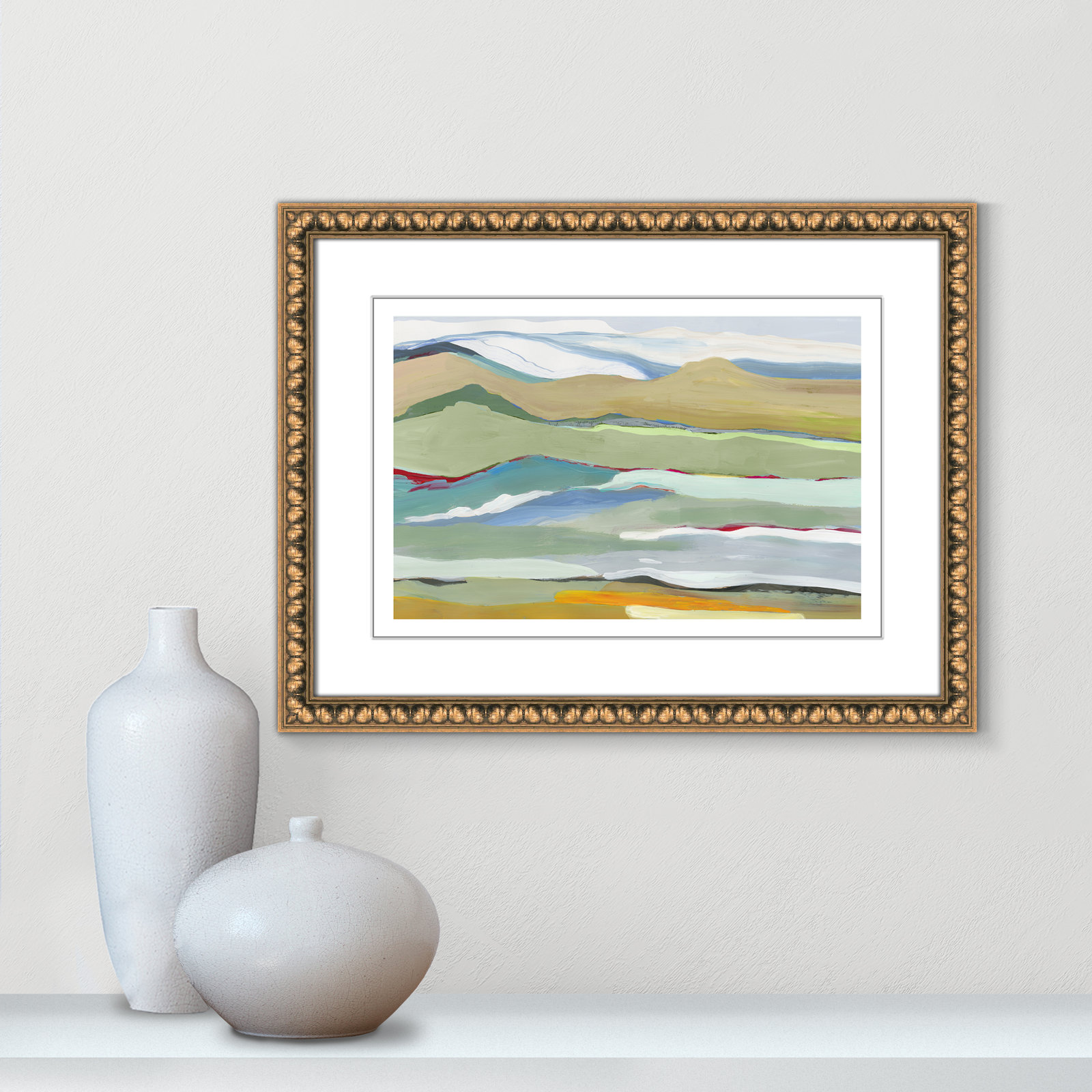 Dee "Goodbye Summer on the Hills" Painting, 18.25" H x 24.25" W x 0.88" D, Gold Bead Framed