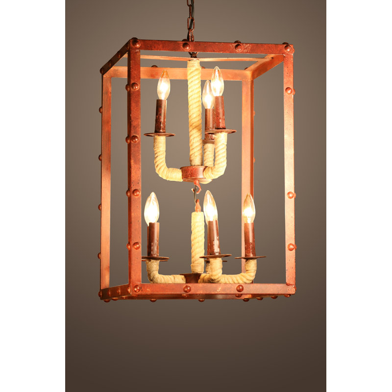 Lustre rectangulaire lanterne 8 lumières Litteral