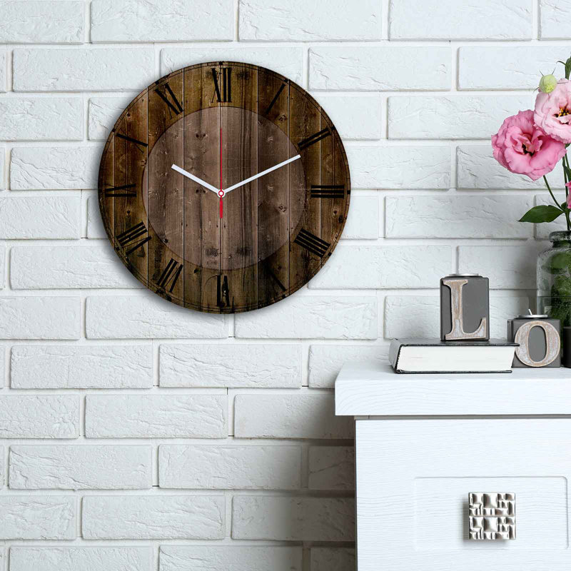 Horloge murale élégante Elegant, 11,8 pouces de diamètre | 100% panneau de fibres à densité moyenne avec une épaisseur de 0,2 pouce | Design élégant pour la maison ou le bureau | La montre moderne ajoute de la sophistication à n'importe quel espa