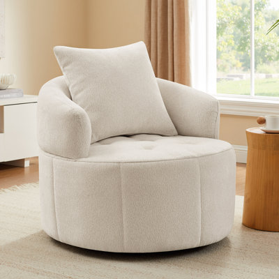 34.65'' W Upholstered Swivel Accent Chair, Oversized Armchair