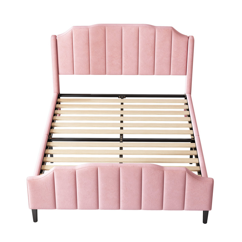 Bogley Upholstered Bed, European Double (140 x 200cm), Pink