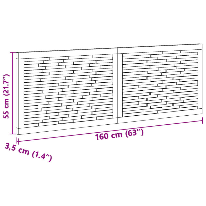 Solid Wood Headboard, European Kingsize (160 x 200 cm)