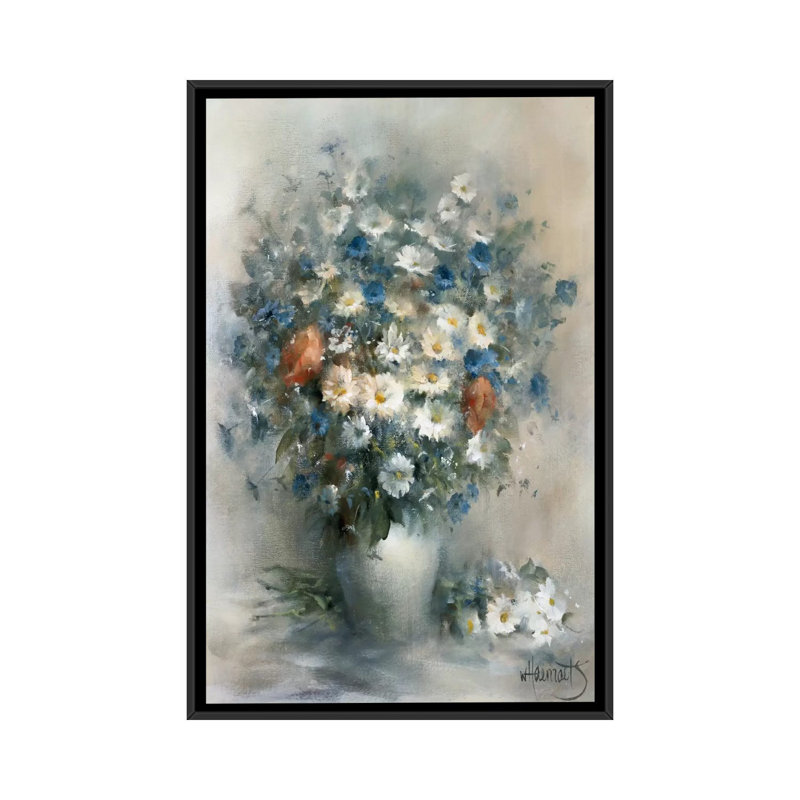 «Flower Bouquet», reproduction sur toile, H 26 po x l 18 po x P 1,5 po, Toile encadrée noire, Pas de tapis