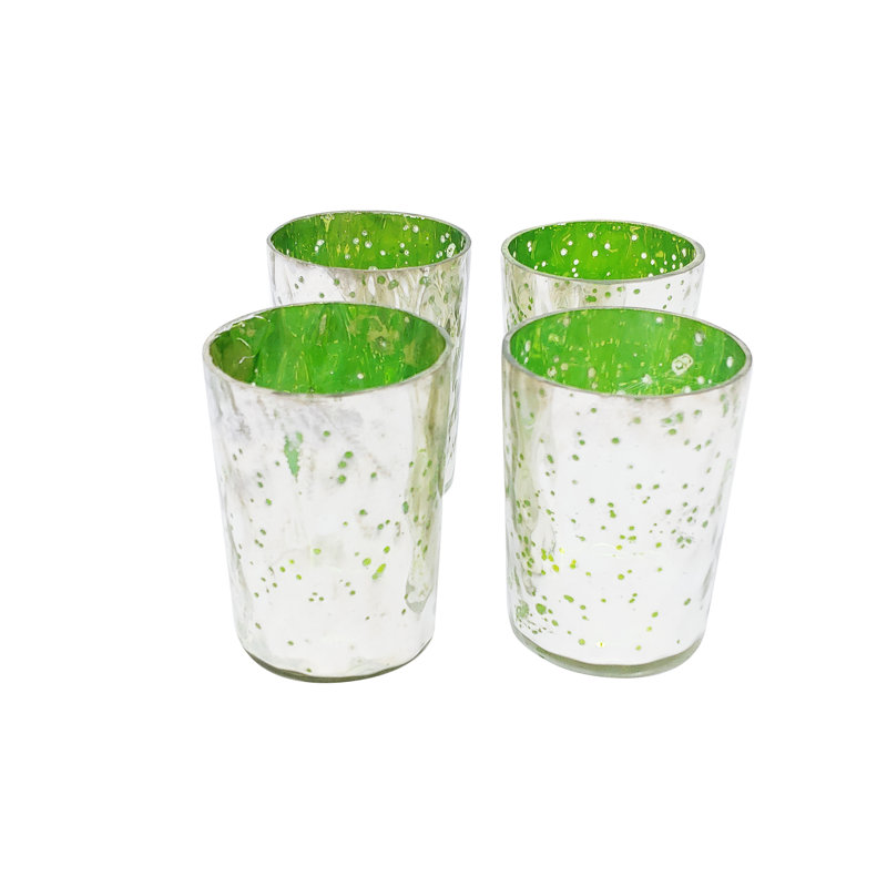 Porte-votive en verre tacheté, Vert foncé