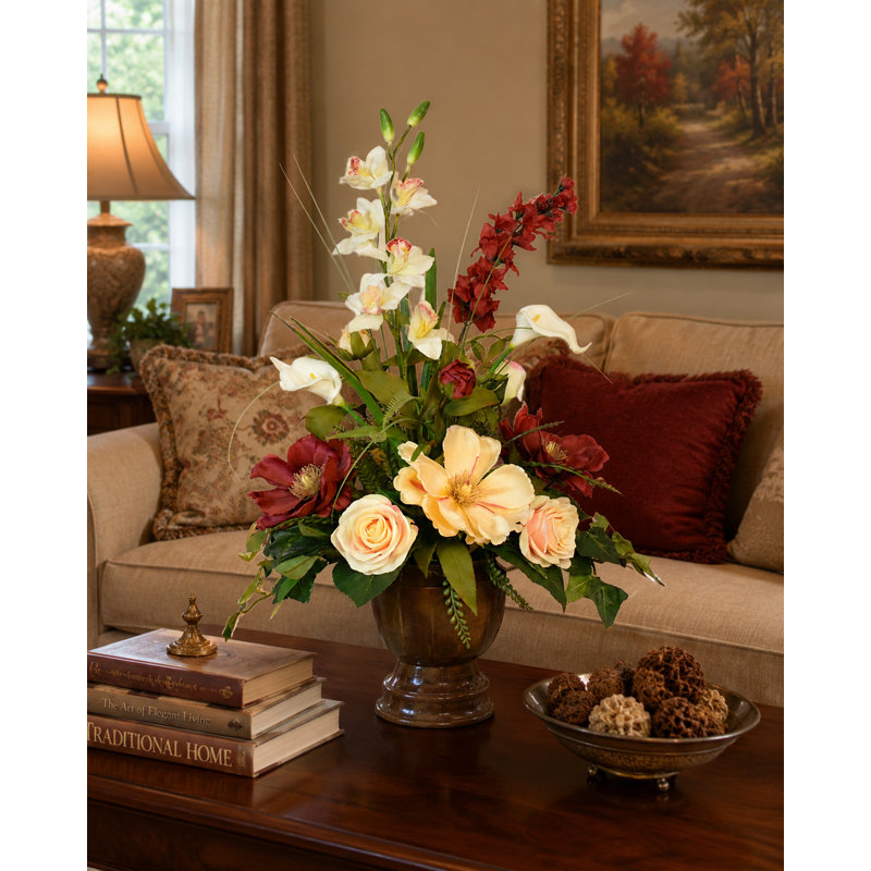 Faux Silk Arrangement in Vase