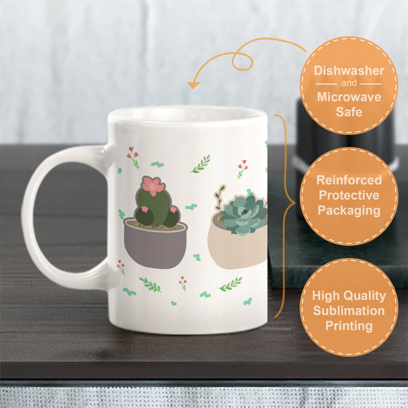 Tasse à café 15 onces Succulents, Ensemble de verres à lait, Plastique polypropylène