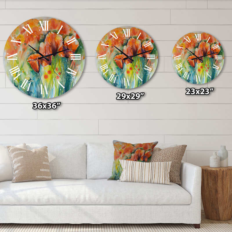 Coquelicots rouges - horloge murale traditionnelle, Moyenne