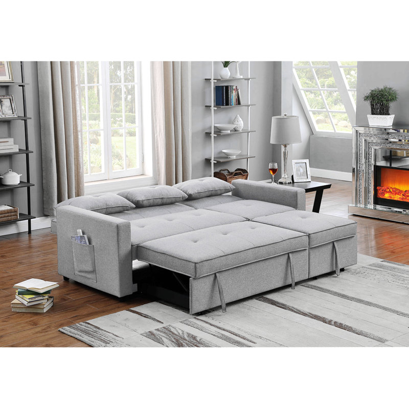 Canapé-lit en lin gris clair 79,75 po Zoey