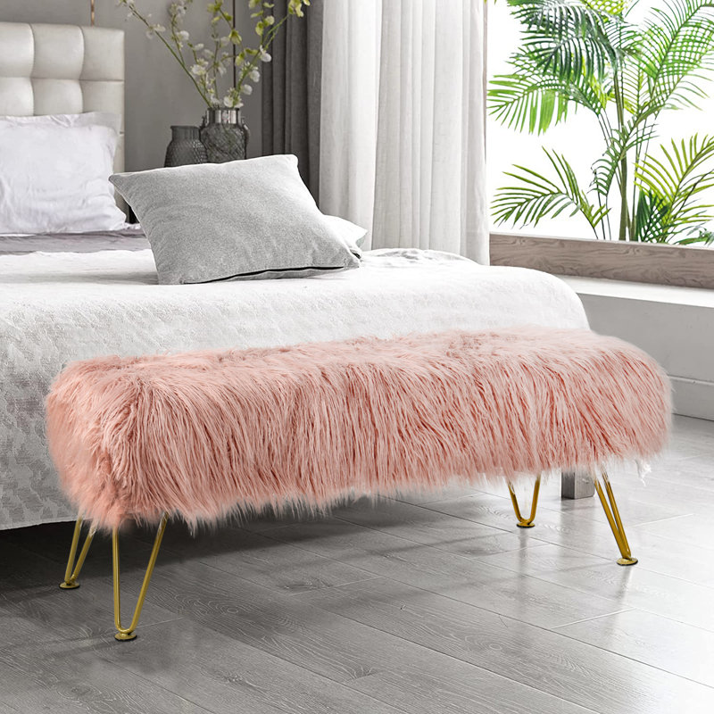 Repose-pieds rembourré Gwyneira, Rose corail