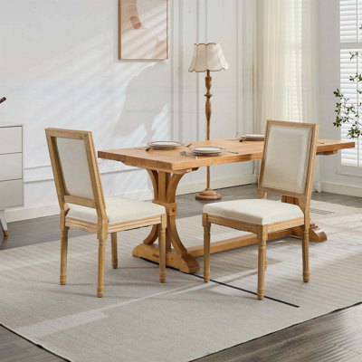 Ensemble de 2 chaises de salle à manger de style français avec dossier carré et cadre en bois magnifiquement sculpté French Decor pour salon, cuisine et restaurant