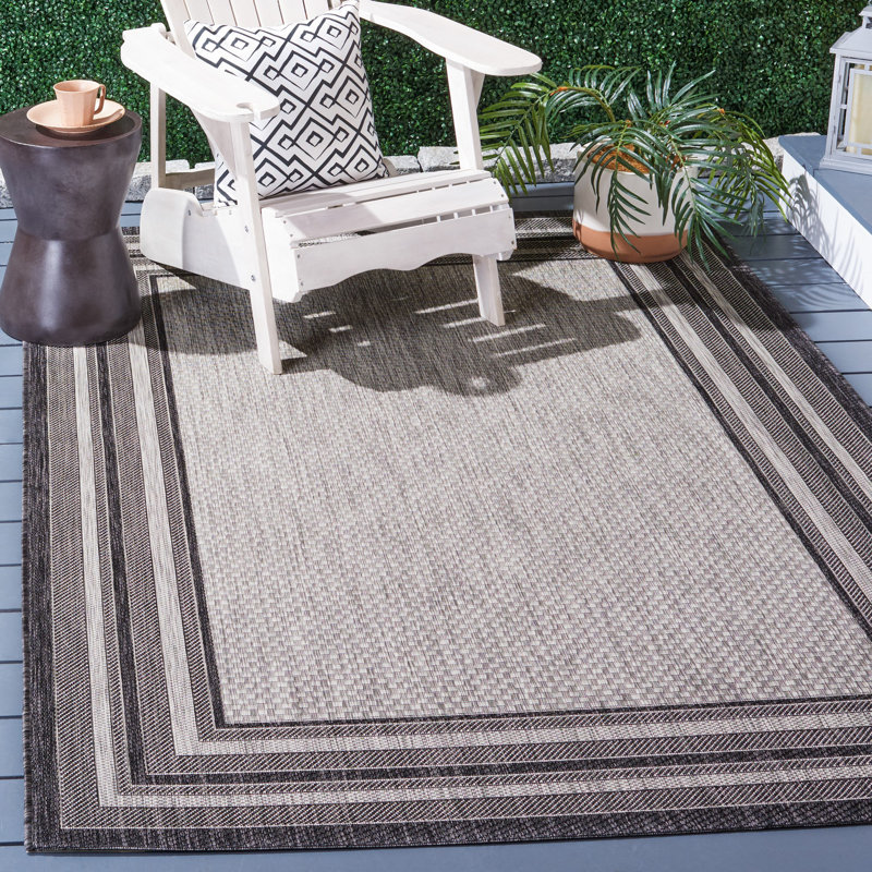 Tapis tissé à la machine Chapa, Light Grey/Black, Rectangle 5 pi 3 po x 7 pi 7 po