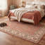 Tapis Stratford traditionnel à motif floral intégral orange, ivoire, or, vert et gris, lavable à la machine, antidérapant, à poils courts, pour l'intérieur et l'extérieur, adapté aux animaux domestiques, idéal pour le salon, la chambre, la salle à manger, l'entrée, le couloir ou le bureau.-165775456