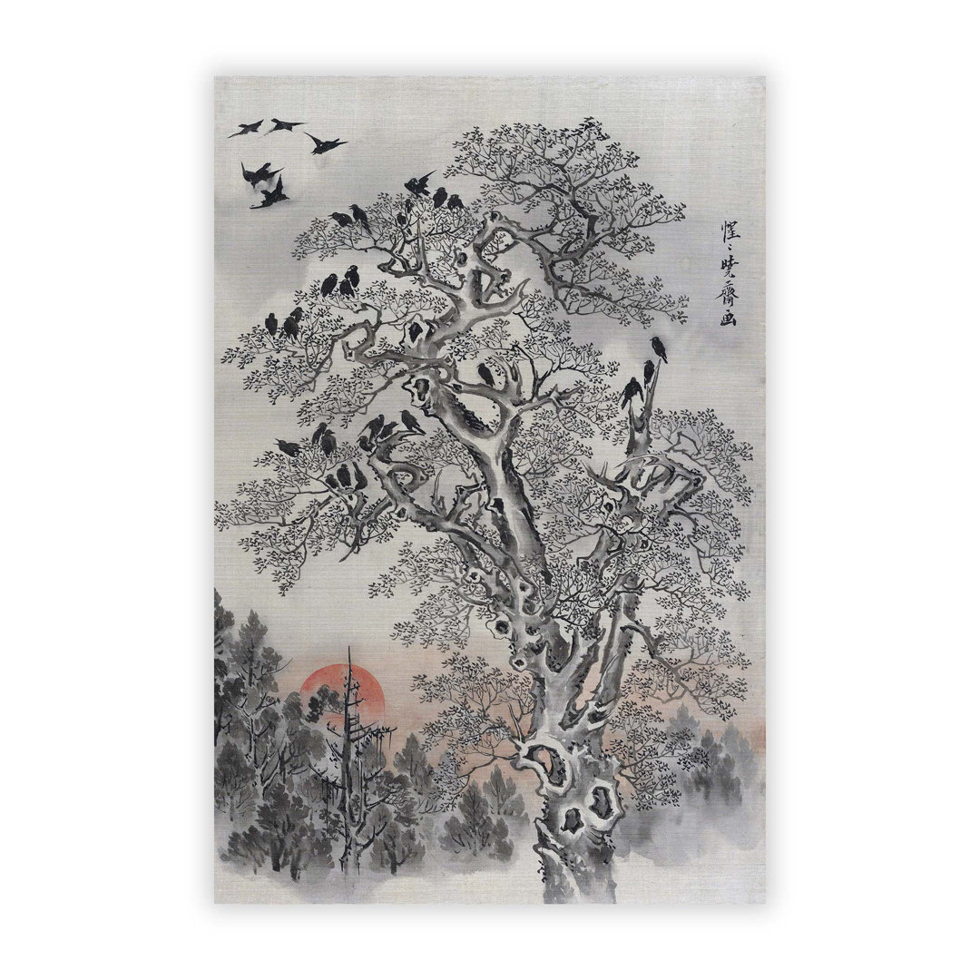 Flock of Crows at Dawn by Kawanabe Kyosai - Frameless Print