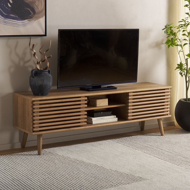 Jaroslaw 59'' W Storage TV Stand, Rustic Oak