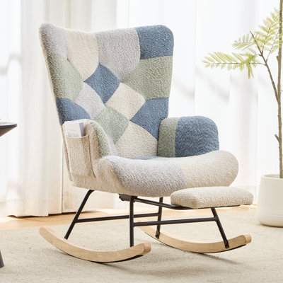 Chaise berçante avec fauteuil à haut dossier et poche latérale pour le salon, la chambre à coucher et les bureaux