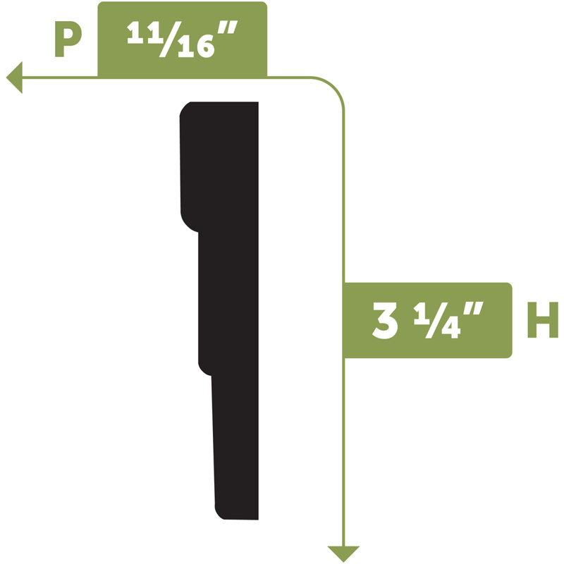 WM683 - 3 1/4"H x 11/16"D x 144"L Casing Flexible Moulding, 3.25"